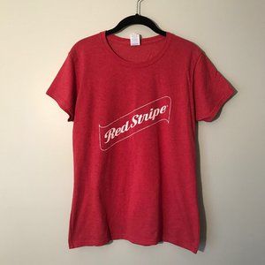 RED STRIPE Beer Logo T-Shirt Ladies Large
